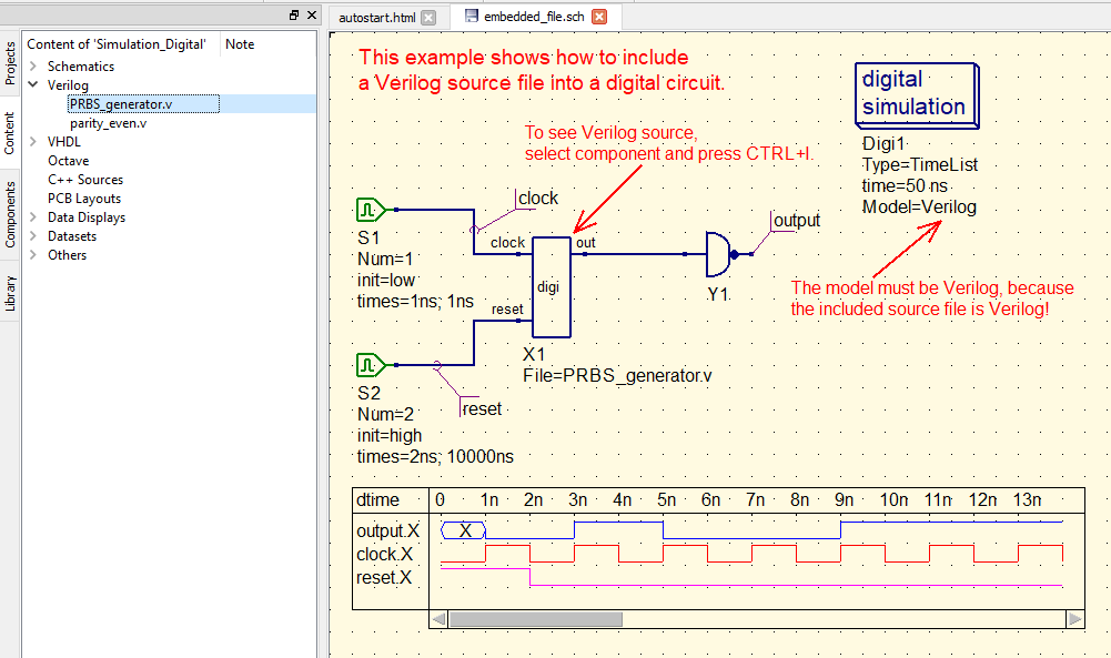 (ES) Simulación de circuitos VHDL/Verilog junto con componentes de QucsStudio.
(EN) Simulation of VHDL / Verilog circuits alongside QucsStudio components. 