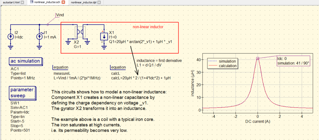 (EN) Non Linear Component Definition in QucsStudio. (ES) Definición de Componente No Lineal en QucsStudio.