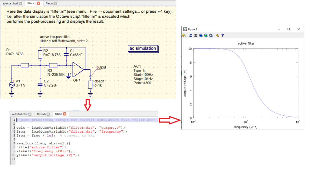 Postprocessing results with Octave in QucsStudio. Post procesado de resultados con Octave en QucsStudio. 